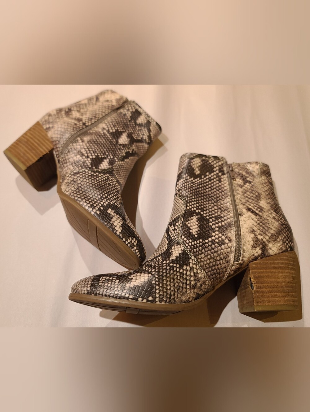 Carlos by Carlos Santana Snakeskin Leather Ankle Booties Zip Sz 10